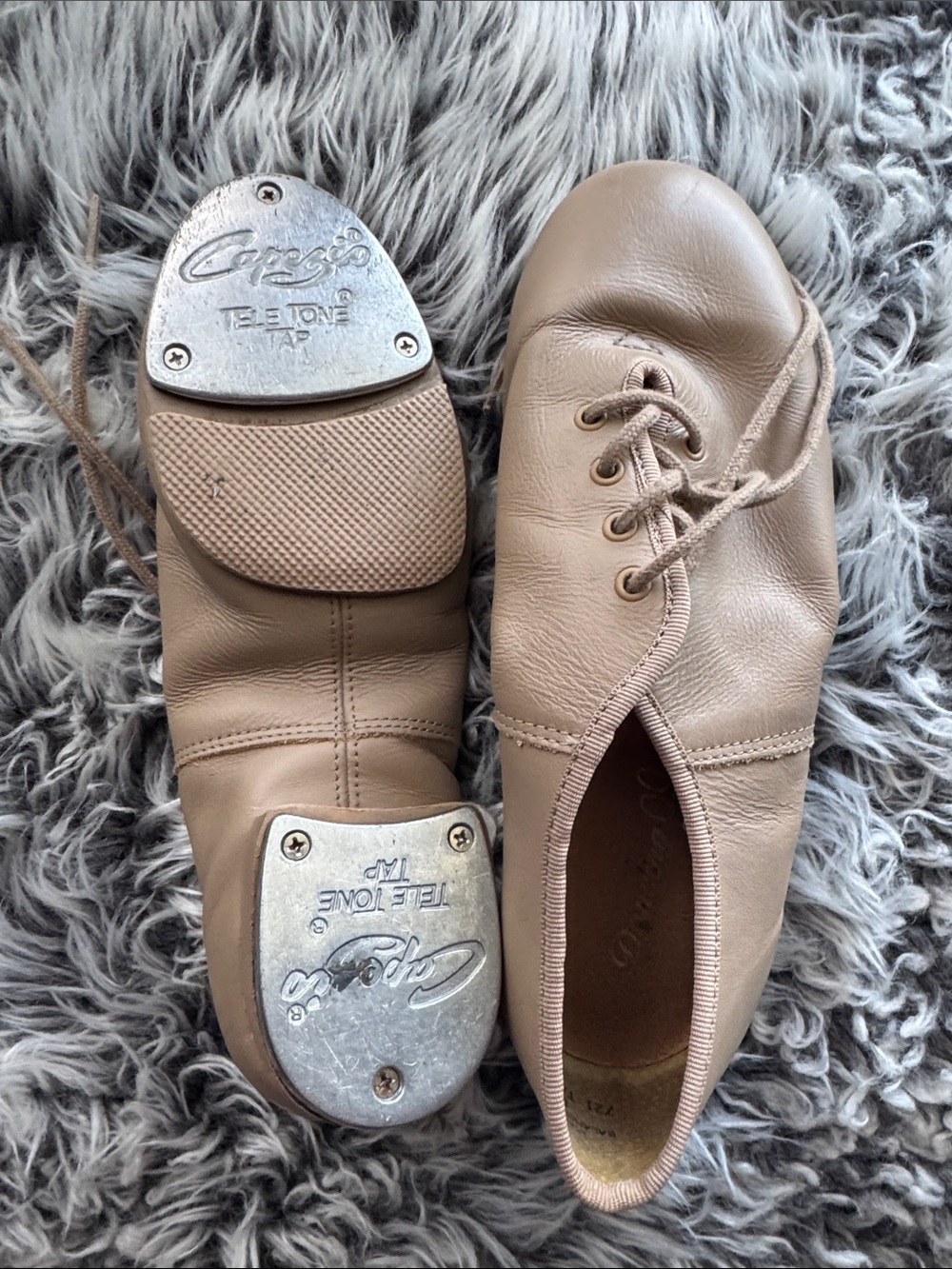 Capezio Leather Lace-Up Ballet Flats in Taupe